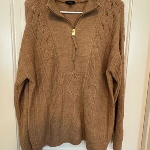 Talbots Women’s Quarter Zip Tan Sweater Size Medium